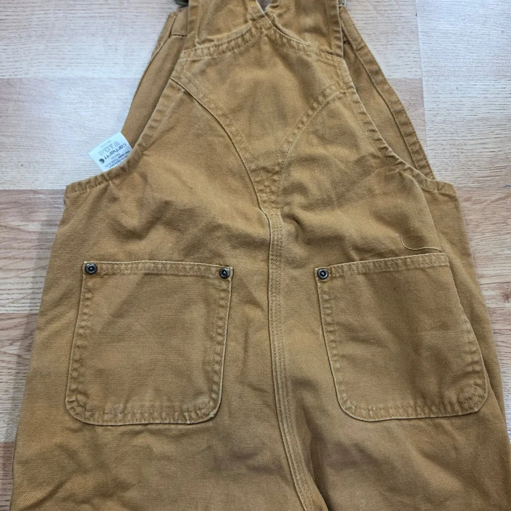 Carhartt Overalls Kids Size 6 Double Knee Bib Canvas Brown Duck Workwear